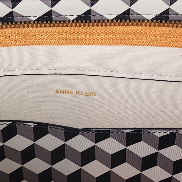 Anne Klein Georgia Tote Black White Geometric Lion Print Structured Bag - Picture 5 of 13